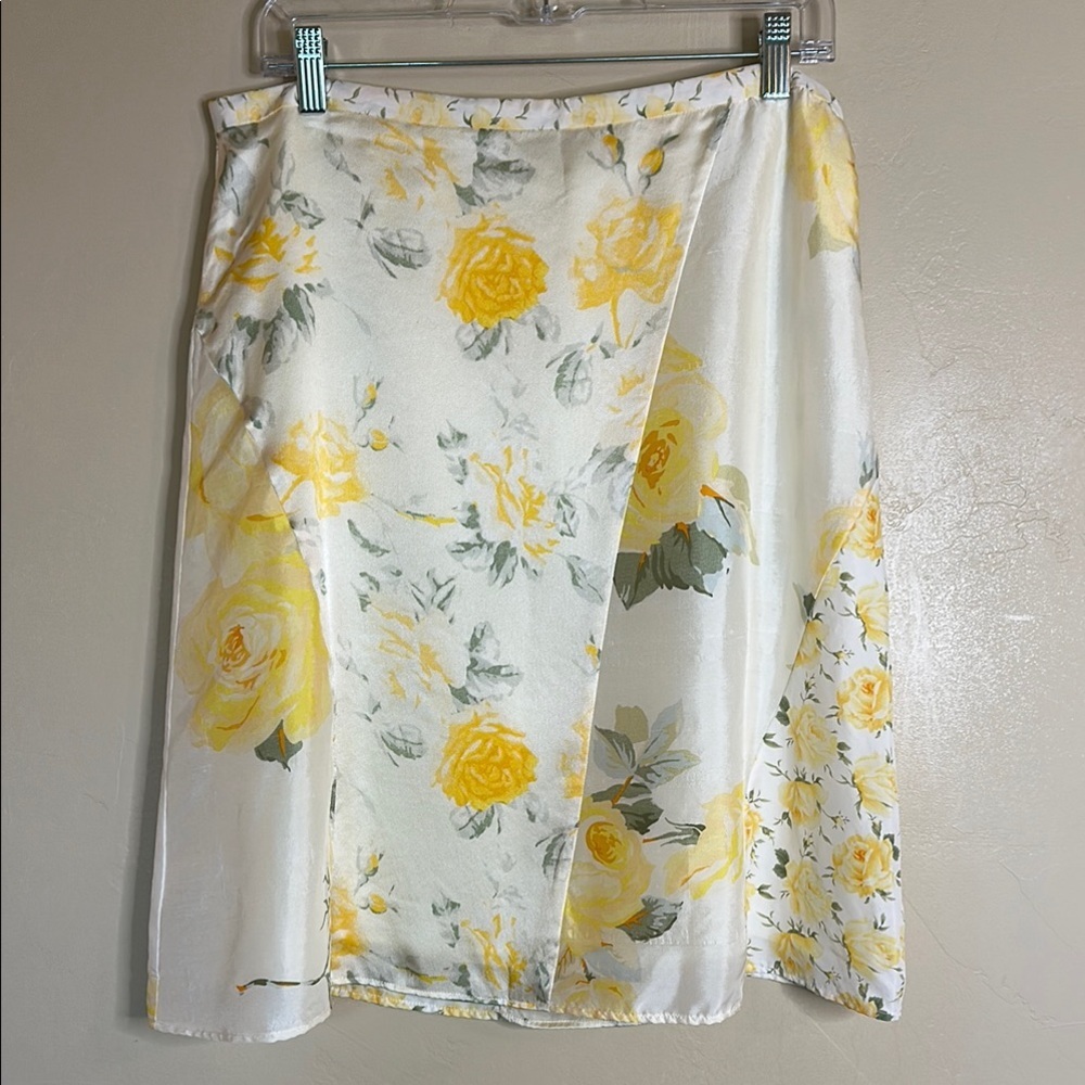 Banana Republic Silk Skirt Yellow Green Blue floral Womens Sz 6
